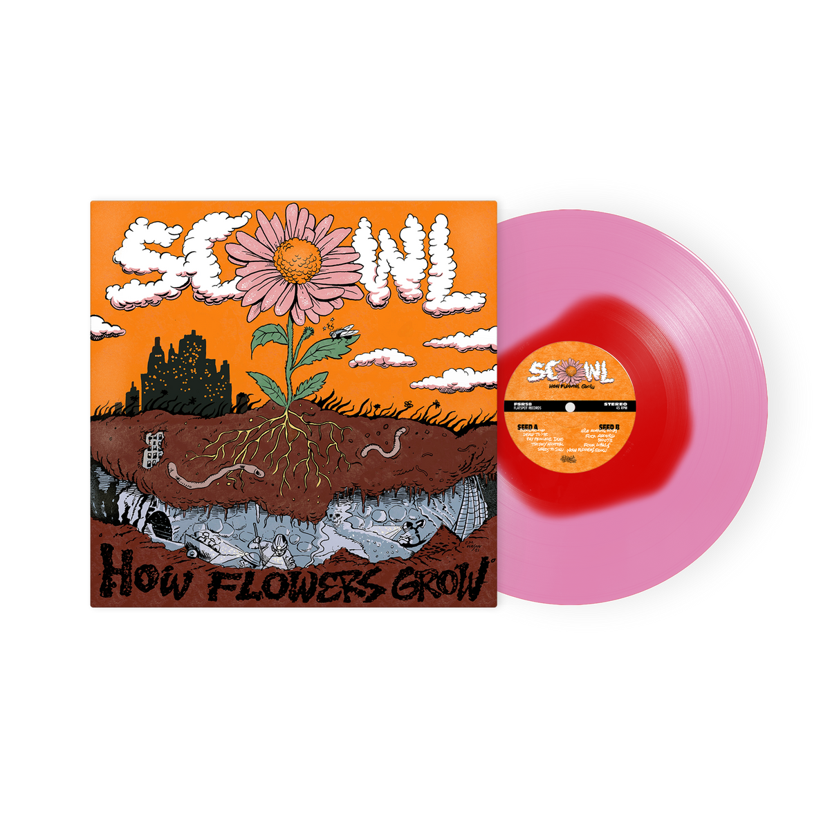 Scowl How Flowers Grow Red in Pink Vinyl Flatspot Records