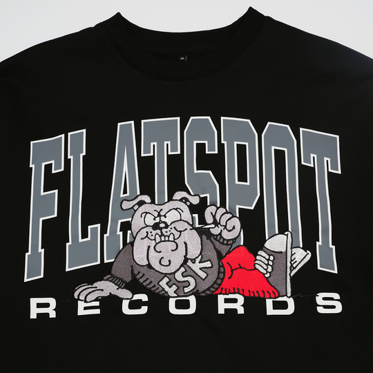 Flatspot Records - Embroidered Bulldog Crewneck
